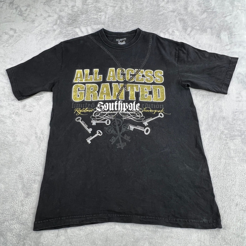 Southpole All Access Granted Graphic T-Shirt L Black Men Y2K Streetwear Hip Hop